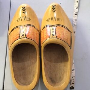 Klompen wooden shoes, painted and sealed. 13 inches long.